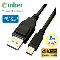 DPC-M220_ VESA DisplayPort 1.2 Certified Cable, mini DP male to DP male, 4K @60Hz, 21.6Gbps, 2m