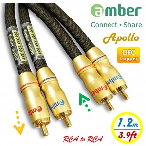  [AR312 Apollo] Premium Audio Cable, 2-RCA male to 2-RCA male, Analog Stereo Audio, 24K gold-plated, high-purity OFC, Directional, 1.2m (3.9ft)