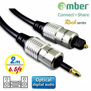 AT12_ S/PDIF Optical Digital Audio Cable, mini Toslink (3.5mm) to Toslink, 2m (6.5 ft.).