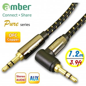  [AX01 Pure] 3.5mm AUX Stereo Audio Cable, OFC, 24K gold plated, straight & L-shaped mini jack, 1.2m (3.9ft.)  