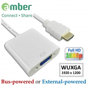 [HM-VGA1] Adapter HDMI to VGA, with audio output, external DC +5V power in.