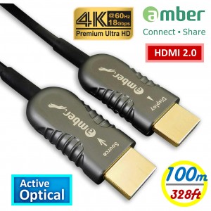 HMAO-P100_ HDMI 2.0 Active Optical Cable(AOC), A-A, Premium 4K @60Hz/ 18 Gbps, HDR, 4:4:4, 100m, Panther Beyond