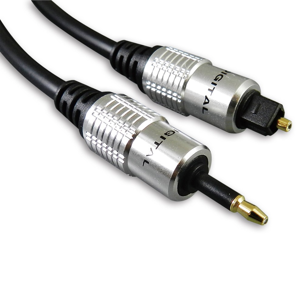 AT12_ 光纖數位音訊傳輸線 S/PDIF Optical Digital Audio，3.5mm Mini Toslink對Toslink，[數位音訊]對[數位音訊]，2米。