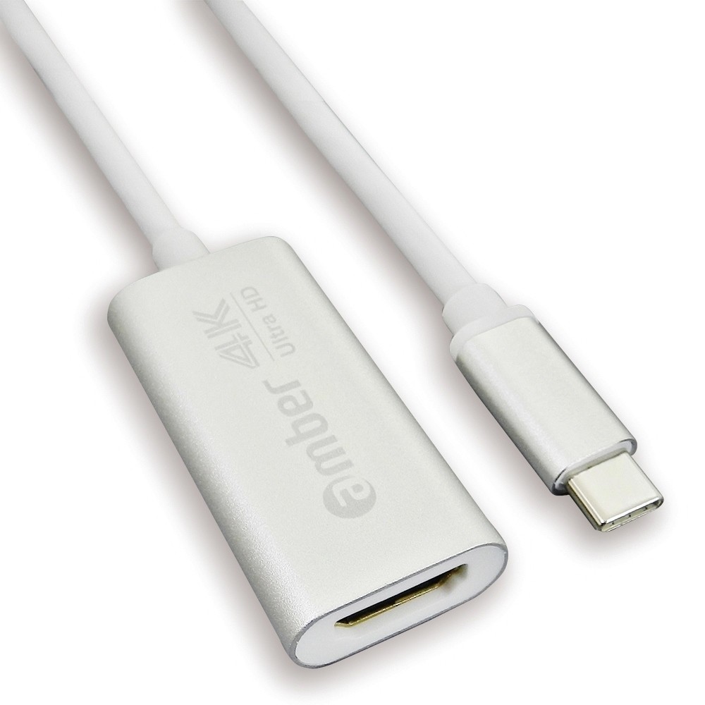 [CU3-AH11] 轉接器Adapter USB3.1 Type-C (Thunderbolt 3)轉HDMI 2.0, Premium 4K @60Hz, 高級鋁合金殼, 閃亮銀