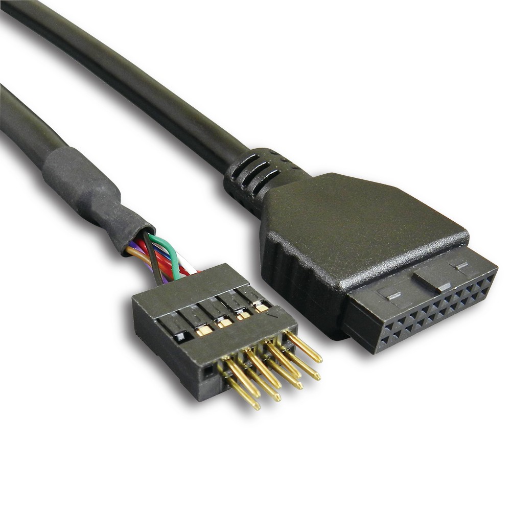 [USB] DR1G00095_ int. USB3.0 adapter cable, 19-pin to 8-pin, 150mm (5.9”). 