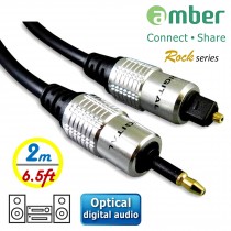 AT12_ 光纖數位音訊傳輸線 S/PDIF Optical Digital Audio，3.5mm Mini Toslink對Toslink，[數位音訊]對[數位音訊]，2米。
