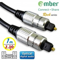 AT21_ 光纖數位音訊傳輸線，S/PDIF Optical Digital Audio，角型接頭Toslink對Toslink，[數位音訊]對[數位音訊]，1米。