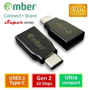 [CU3-AA01] USB3.1 Type-C OTG轉接器；USB3.1 Type-C公 轉USB3.1 A母，Gen 2，超小細緻型。