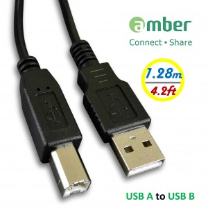 [MUB-C807] 傳輸線USB A 轉USB B。音響等級，適用於印表機、事務機。USB A to USB B, 1.28 m。